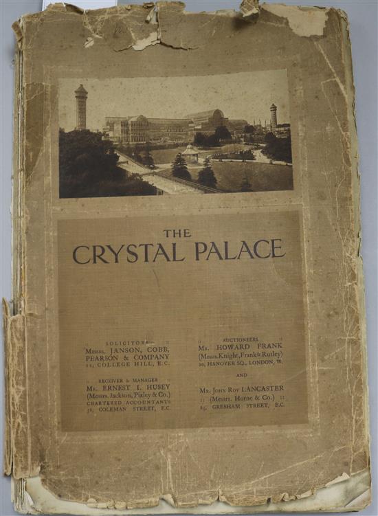 Crystal [Sale Catalogue] The Crystal Palace, Sydenham, to be sold by auction .... 28th November, 1911, 1st edition,